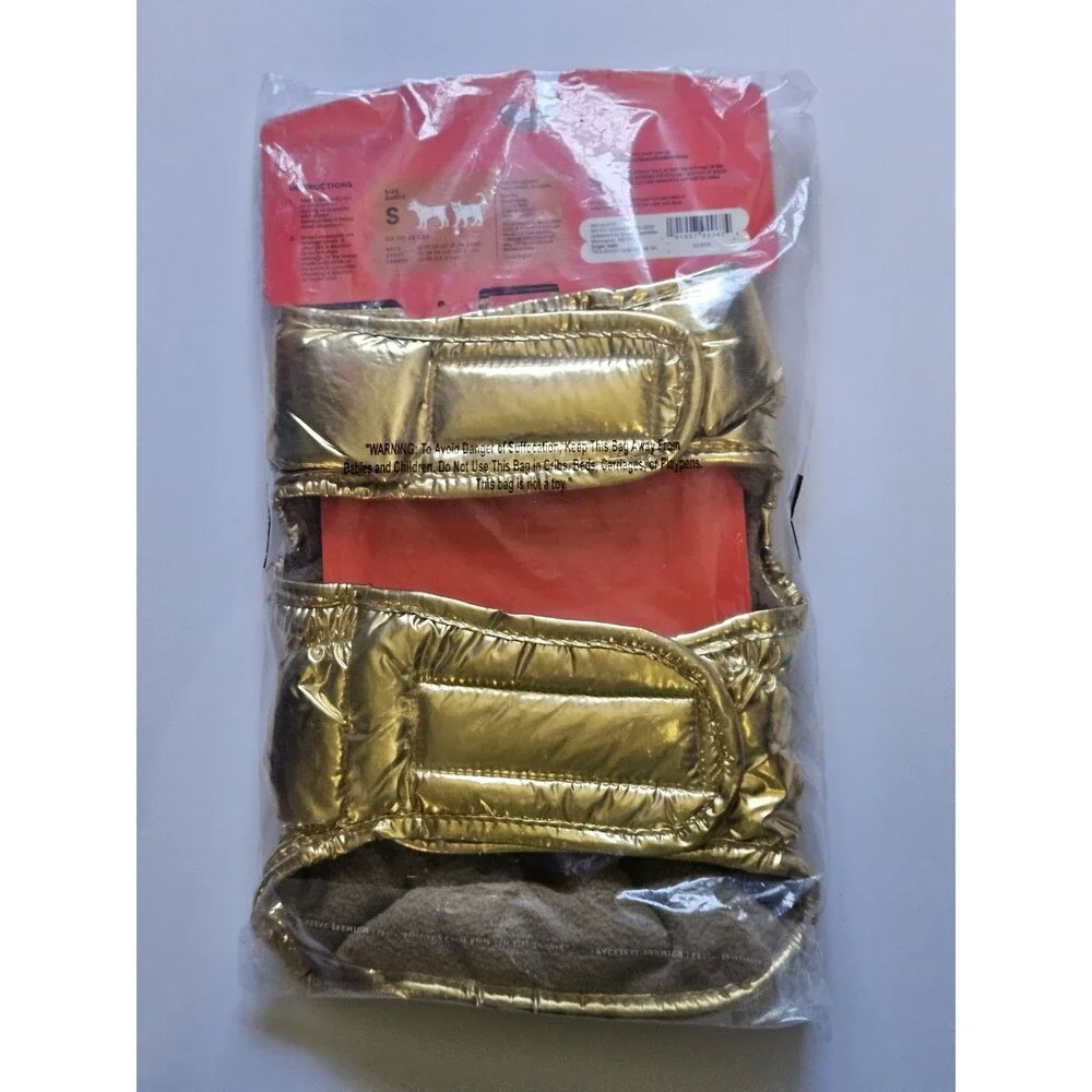Boots & Barkley Vest Dog's Sz Small Gold Puffer Fleece Lined Jacket 20 lbs NEW